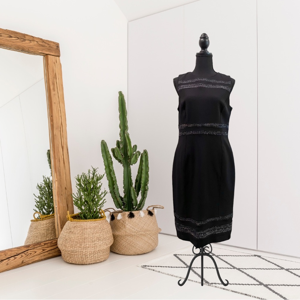 White House Black Market Tweed Trim Suit Sheath Dress